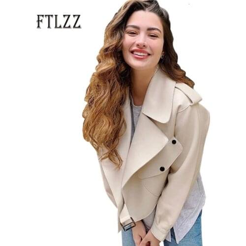 Women Casual Outwear New 2020 Spring Autumn Loose Long Sleeved Short Coats Ladies Faux Leather Jackets Clothes Casaco Feminino