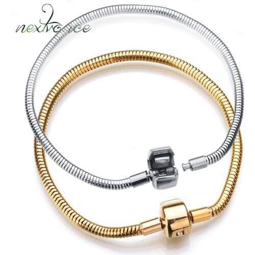 Nextvance Brand Round Pendant Bracelet Silver Color Snake Chain Bracelets Bangles For Female Gift Wedding Party Jewelry Pulseira