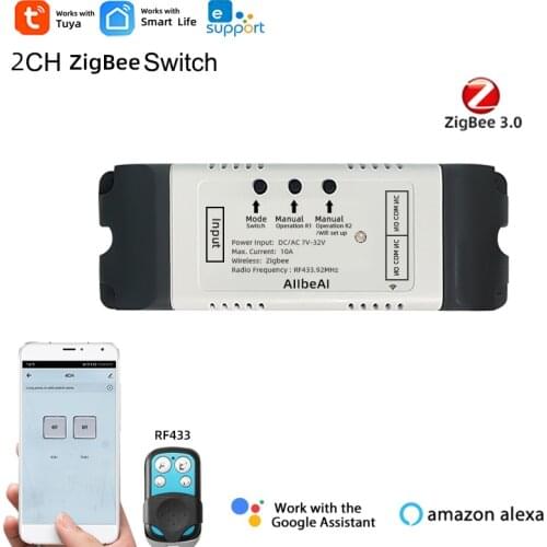 Tuya Zigbee 3.0 2CH Smart Switch for Motor,DC 5V 12V 32V 2 Channels Relay,Work with Samsung SmartThings hub/Alexa/Zigbee Gateway