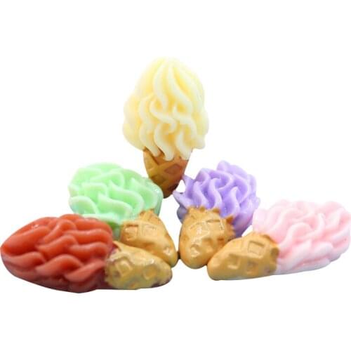 10Pcs 25mm Creative Ice Cream Cone Patch DIY Phone Shell/Kids Hairpin/Earrings Pendant Girls Jewelry Food Toys Bake Accessories
