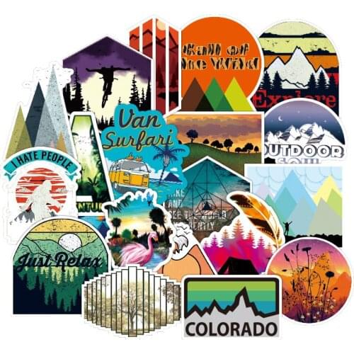 100pcs Outdoor Scenery Graffiti Stickers Suitcase Skateboard Waterproof Wholesale Fixed Cartoon Stickers For Children Toys F3