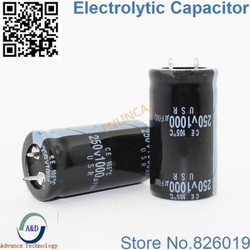 2pcs/lot 250V 1000UF Radial DIP Aluminum Electrolytic Capacitors size 25*50mm 1000UF 250V Tolerance 20