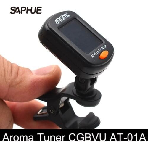 20pcs AROMA AT-01A Guitar Tuner Rotatable Clip-on Tuner LCD Display for Chromatic Acoustic Guitar Bass Ukulele Black