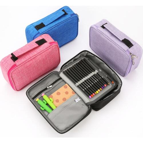 3 Layers 72 Holes High Capacity Cute School Pencil Case Fabric Pencil Bag Pencil Pouch Stifte Tasche Pen Case School Bag 04965