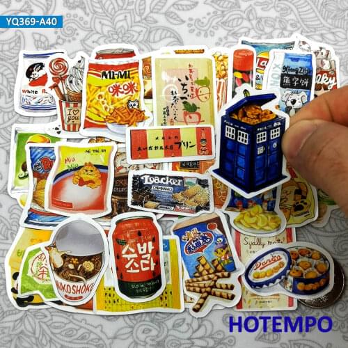 40pcs Freehand Style Childhood Nostalgic Snacks Retro Mini Diary Stickers for Scrapbook Stationery Mobile Phone Laptop Stickers