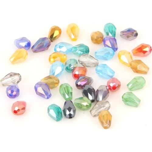 70pcs/lot 4*6mm Faceted Austria Crystal Beads Tear Drop Shape Glass Beads Loose Spacer Beads For Jewelry Making DIY Accessories