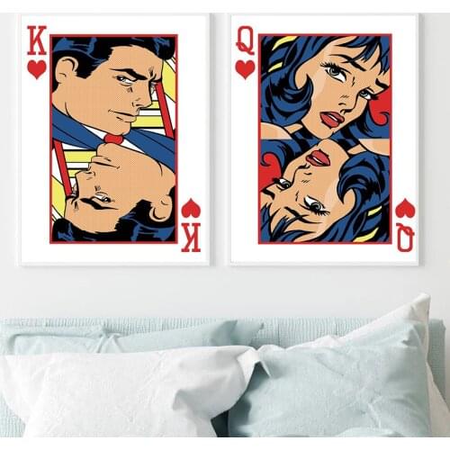 Abstract Pop Card King Queen Fashion Canvas Painting Wall Art Posters and Prints Gallery Picture Living Room Interior Home Decor