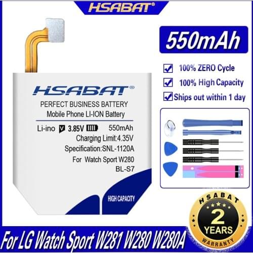 HSABAT BL-S7 550mAh Battery for LG Watch Sport W281 W280 W280A (AT&T) Batteries