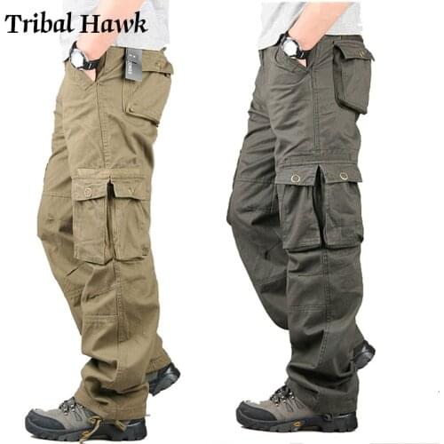 Men Cargo Pants Tactical Military Trousers Multi Pocket Army SWAT Active Combat Clothes Male Baggy Casual Work Overalls homme