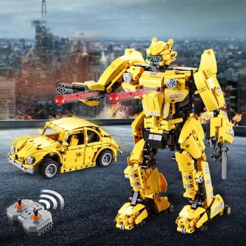 Beetle and wasp deformed remote control robot children assembling DIY building block toys