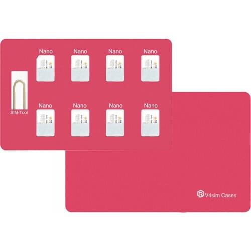 Nano Card and pin holder, Holds 8 pcs Nano Cards and lphone pin（Red