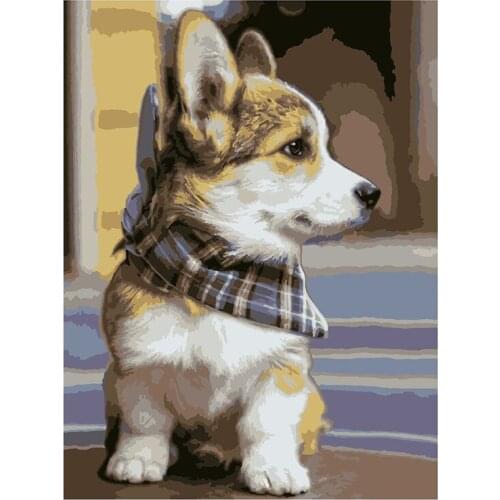 DIY puppy picture Diamond embroidery full Diamond painting Welsh Corgi diamond Cross Stitch Rhinestone mosaic decoration