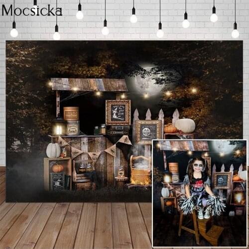 Halloween Photography Background Pumpkin Shop Kids Children Party Photo Album Backdrop Decoration Props Banner For Photo Studio