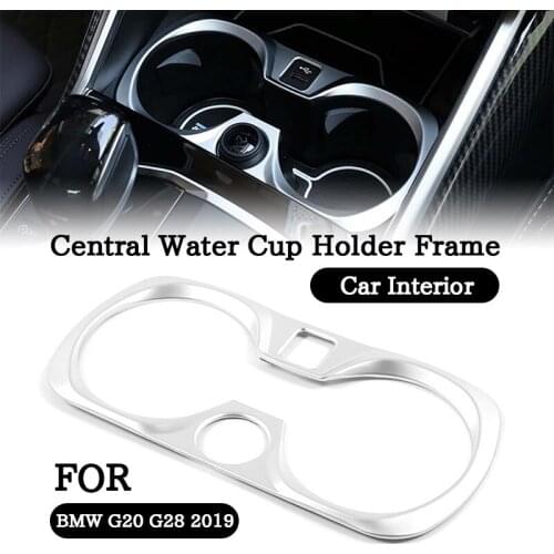 Car Interior Central Water Cup Holder Frame Trim Silver Only LHD For BMW 3 Series 2020 Modification Parts