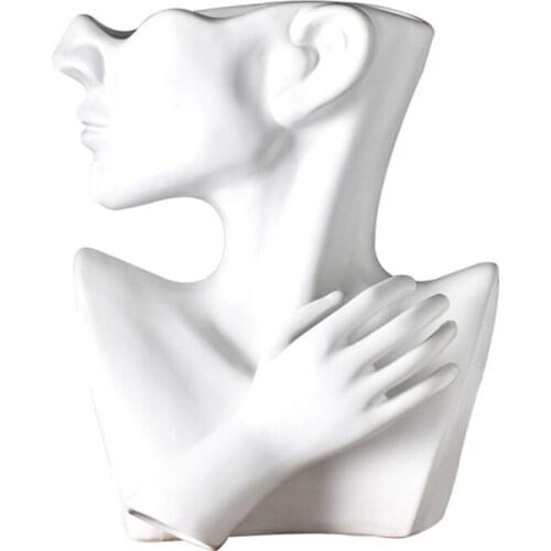 Nordic Ceramics Vase,Human Head Abstract Half Body Flower Pot,Flower Arrangement Pot,Modern Home Decoration