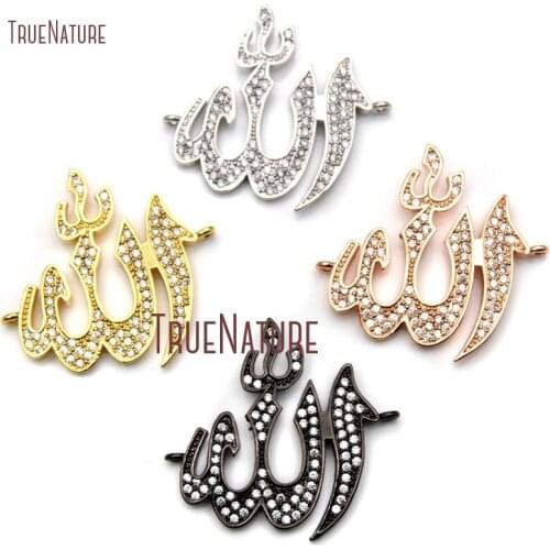 10Pcs Zircon Micro Inserts Pure Gold Color, Sliver, Rose Gold, Gun Black Allah Double Bail Pendant Clearance 32x35mm PC15293