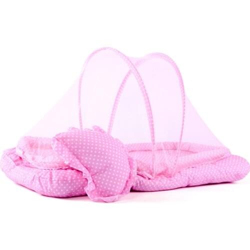 Babies' Mosquito Net Portable Folding Baby Mosquito Net-Free Mounting Strip Mat Pillow Mosquito Net Three-piece Set Foreign Trad