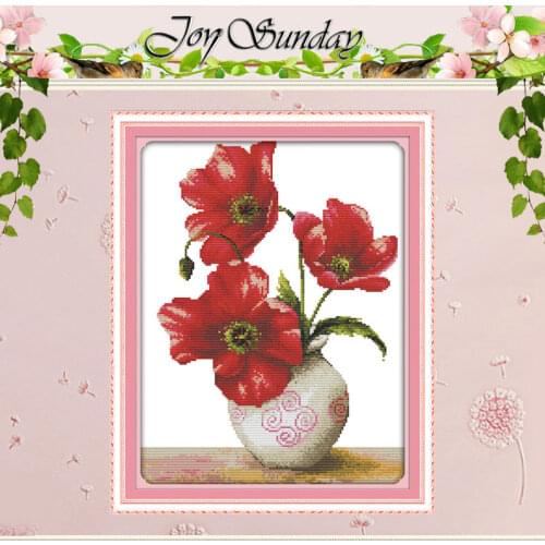 Blossoming Corn Poppy Patterns Counted Cross Stitch 11CT 14CT Cross Stitch Set Wholesale Cross-stitch Kit Embroidery Needlework
