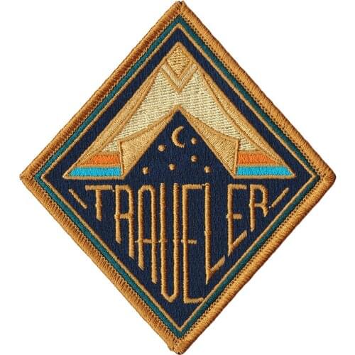Traveler Embroidery Patch Merrow Border Iron on for DIY Clothing Appliqued Motorcycle Biker Rider Jacket Vest Accessories DIY