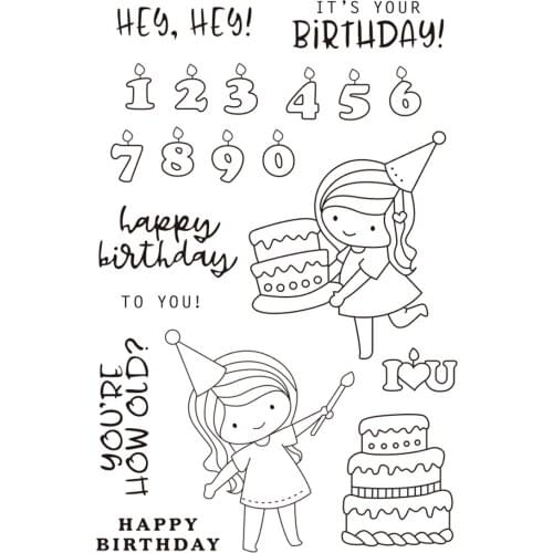 11x16 Girl birthday New Transparent Clear Rubber Stamp Sheet Cling Scrapbooking Photo Album PaperCard DIY Craft