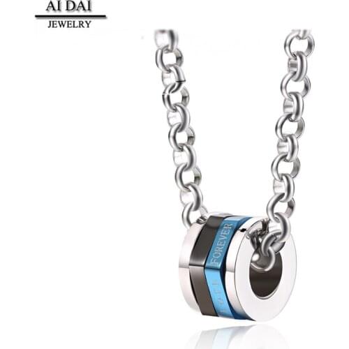 Stainless Steel Simple Titanium Steel Rotating Necklace Personality Male Trendy Pendant Pendant Couple Matching Jewelry