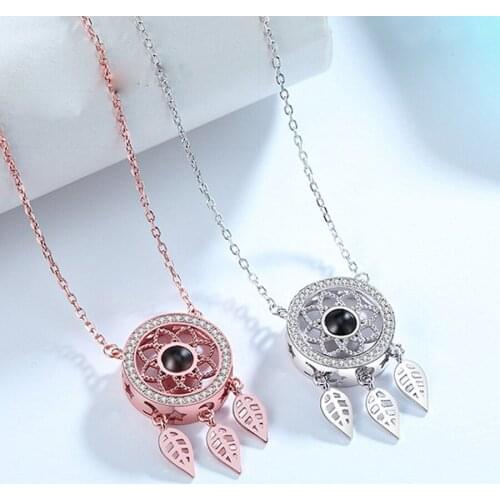 New fashion remembers 100 languages projection necklace pendant dream catcher clavicle chain female accessories B0077