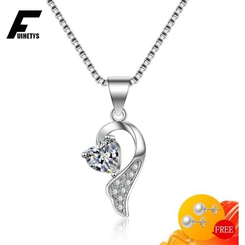 Luxury 925 Silver Jewelry Necklace Heart Shape AAA Zircon Gemstone Pendant Ornament for Women Wedding Engagement Promise Party
