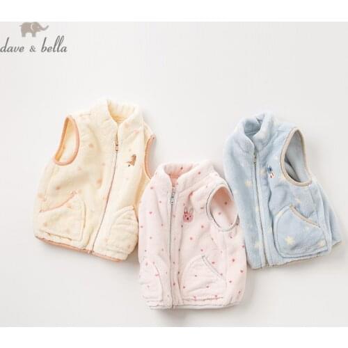 DBW11658 dave bella autumn unisex baby sleeveless coat children high quality coat kids vest 1 pc