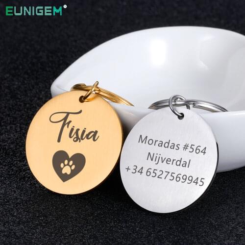 Pets Anti-lost Personalized Keychains Dog Tag Customized with Name Address Phone Key Rings for Dog Cat Neck Tag Gift