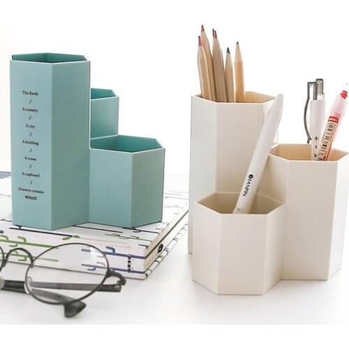 Hexagonal pen holder container Make-up Brush Storage Box Make-up Holder For Lipstick/Pen/Cosmetic pencil pink white blue