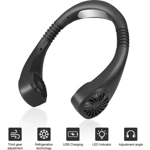 Personal Air Conditioner Neck Fan Cooler,Portable Smart Dual Effect Cooling Neckband Fan Rechargeable USB Hanging Neck Cooler