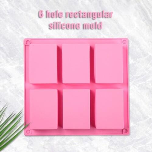6holes Rectangle Shapes Silicone Mold Fondant Chocolate Mold Cute Biscuit Mould Kitchen Bakeware Accessories Cookie Baking Pan