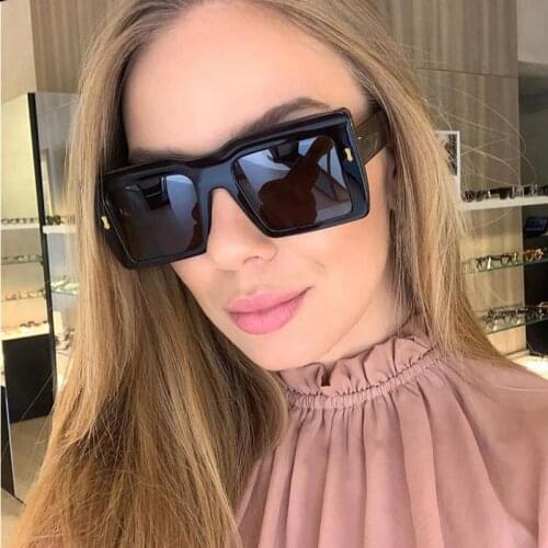 Retro Unique Oversized Sunglasses Women Men Fashion Eyewear Unisex Trendy Square Sun Glasses Men Black Shades UV400 gafas de sol