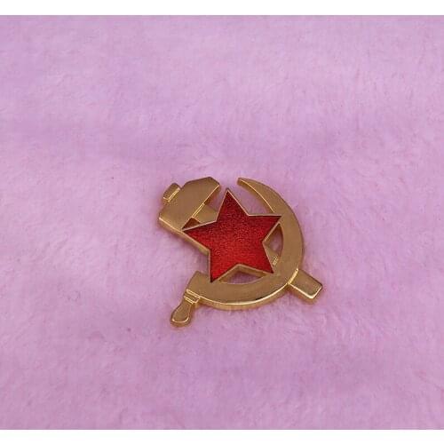 Vintage Soviet pin Red Star - Hammer and Sickle brooch Communist accessory