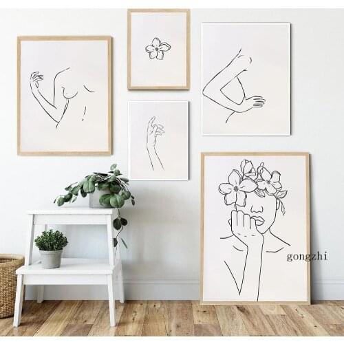 Women Body Abstract Line Drawing Nordic Poster Black and White Canvas Painting and Prints Minimalist Wall Art Picture Home Decor
