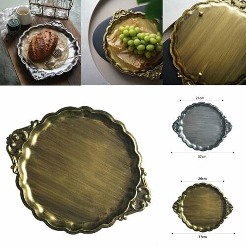 Golden Retro Tray European Fruit Plate Shooting Decoration Photo Props Kitchen Organizer Party Supplies
