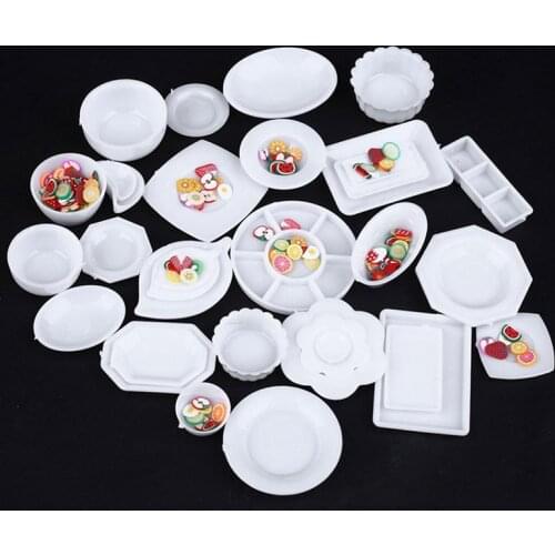 1:12 Dollhouse Kitchen Accessories Dish 33pcs Tableware Miniature Kitchen DIY Plates Mini Accessories Kit Dollhouse S0A5