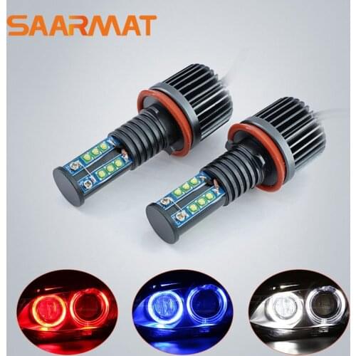 1set 120W Angel Eye Marker XPE Chips LED Light 2*60W Front Headlight H8 Fog Lamp for BMW X5 E70 X6 E71 E90 E91 E92 M3 E60