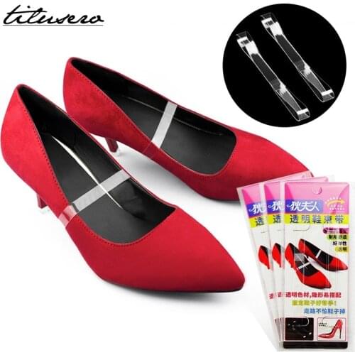 1 Pair Shoe Strings Transparent Invisible Women High Heels TPU Band Ankle Straps F075