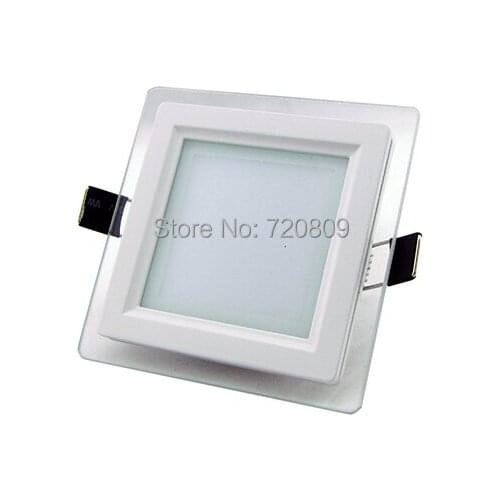 10pcs/lot Free Shipping 6w LED Ultrathin Glass Panel Light Kitchen Square Ceiling Light Pure/Warm White