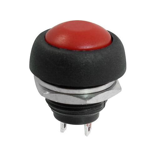 2-Pin Terminals 12mm Threaded SPST Momentary Red Pushbutton Switch 250VAC 3A