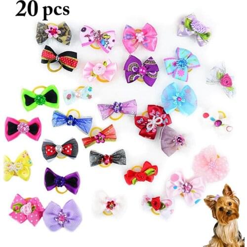 20 Pcs/Set New Fashion Dogs Hair Bows Creative Puppy Kitten Hair Bowknot Hair Clip Decoration Pet Dogs Hair Supplies Accessories