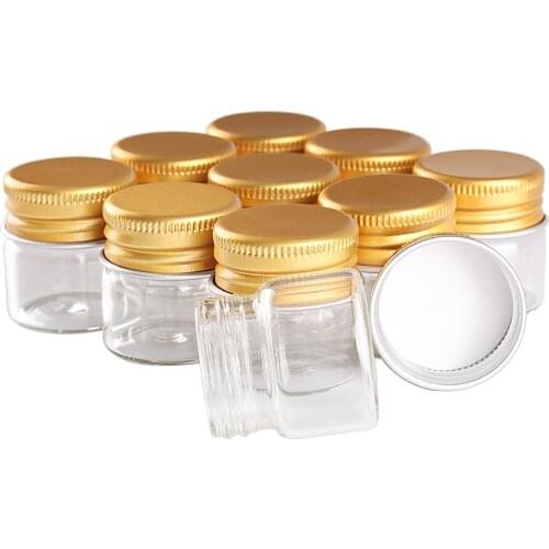 24 pieces 10ml 30*30mm Glass Bottles with Golden Aluminum Caps Tiny Glass Bottle Jars Vials DIY Craft