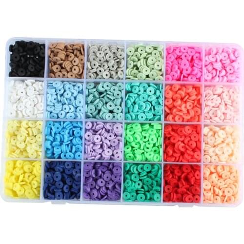4800Pcs Flat Polymer Clay Beads 6mm Loose Beads DIY Jewelry Bracelet Finding
