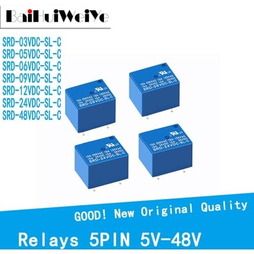 5PCS Relays 5PIN SRD-05VDC-SL-C SRD-09VDC-SL-C SRD-12VDC-SL-C SRD-24VDC-SL-C SRD-48VDC-SL-C DC 5V 12V 24V 48V Power Relays