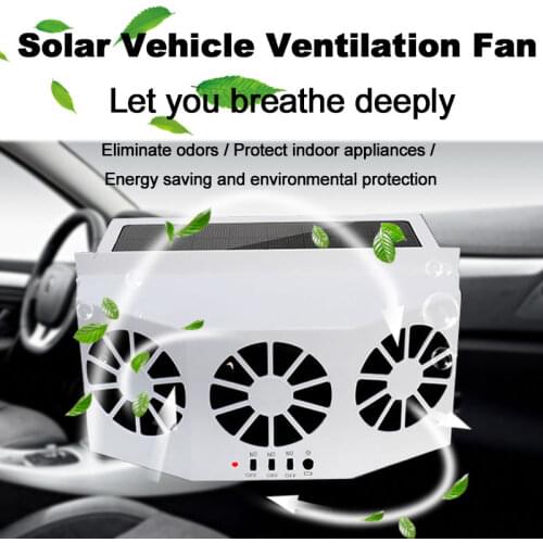 Car Fan White Three-head Solar Window Exhaust Cooling Artifact Radiator Ventilation Detox Energy Saving And Green Exhaust