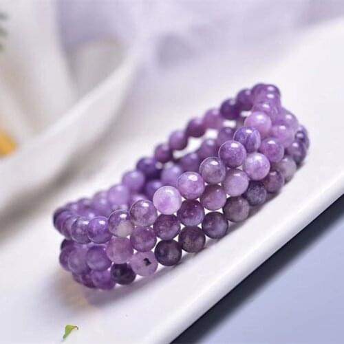 Free Shipping Plum Tourmaline Natural purple Quartz Crystal Stretch Beads Bracelet AAA6mm