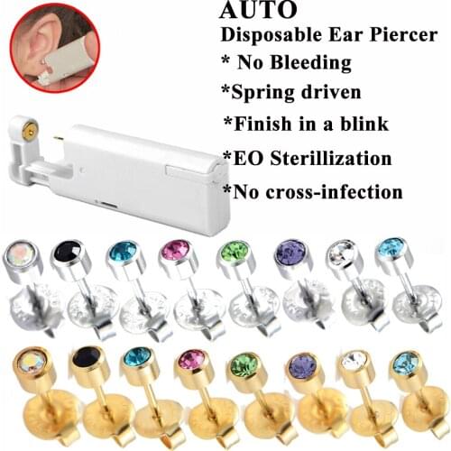 BOG-1Pack New Arrival Disposable Safe No Bleeding Ear Piercing Sterilized Unit Ear Stud with Safe Package Easy to Use At Home