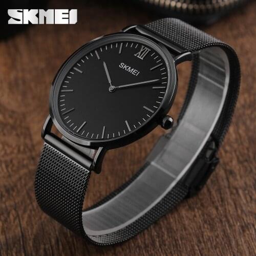 Ultra Thin Watches Men Quartz Stainless Steel Mens Watches SKMEI Brand Clock Man Waterproof Fashion Casual Wristwatches