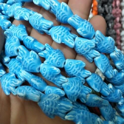 20PCS Porcelain Beads Fish Shape Matching For Womens Bracelets Making 14X18MM Top Sells Jewelry Findings Facetory New Designs